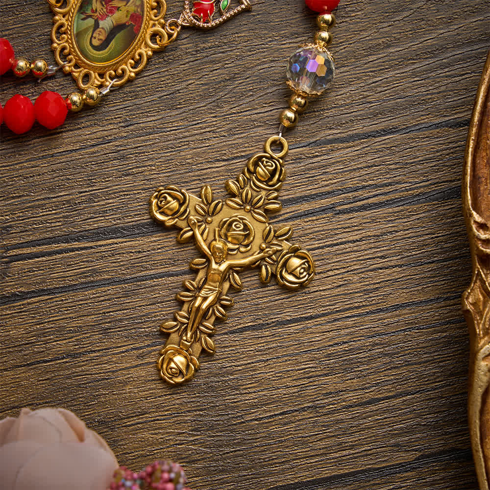 Christianartworkshop Ornate St.Therese‑Themed Rosary With Rose‑Carved Cross: Emblem of Gentle Heavenly Grace - image 8