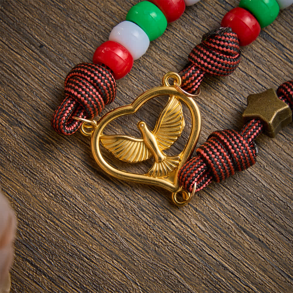 Christianartworkshop Christmas‑Toned Bead‑Cord Rosary With Holy Spirit Medallion: Emblem of Warm Heavenly Grace - image 7