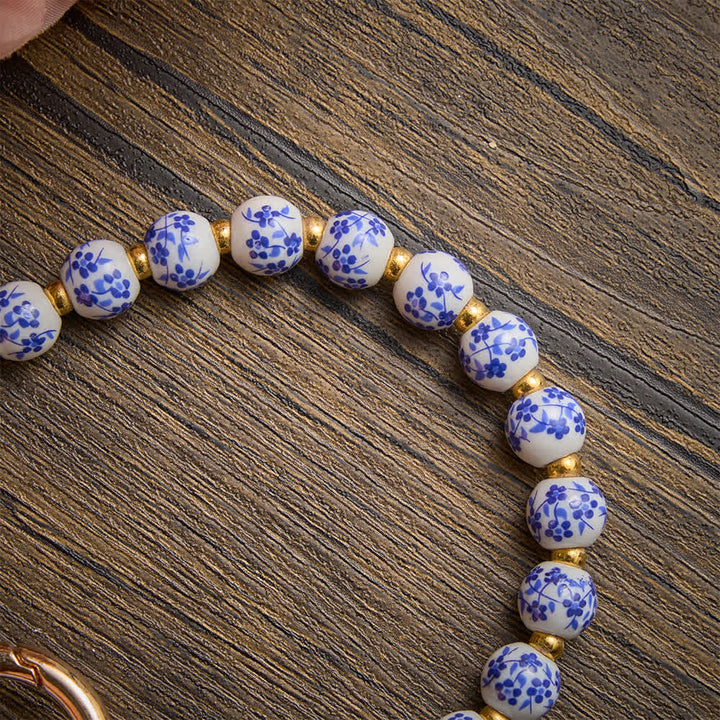 Christianartworkshop Floral Porcelain‑Bead Cherry Accent Bag Charm With Jeweled Cross: Emblem of Gentle Heavenly Grace - image 5