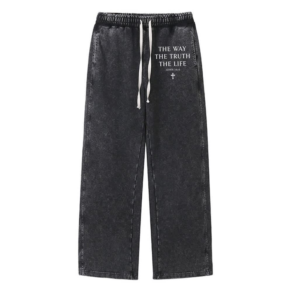 Christianartworkshop The Way The Truth The Life Washed Sweatpants - Black - 2XL - image 6