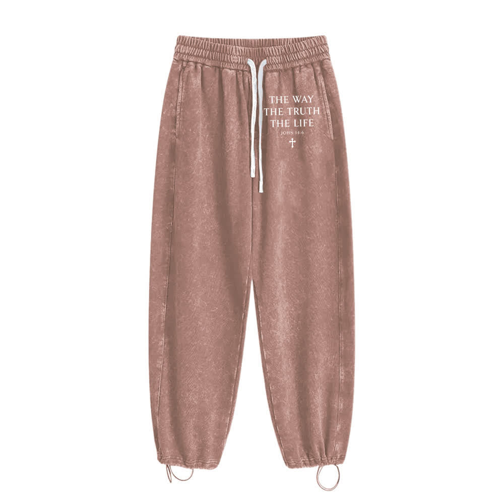 Christianartworkshop The Way The Truth The Life Washed Sweatpants - Brown - 2XL - image 2