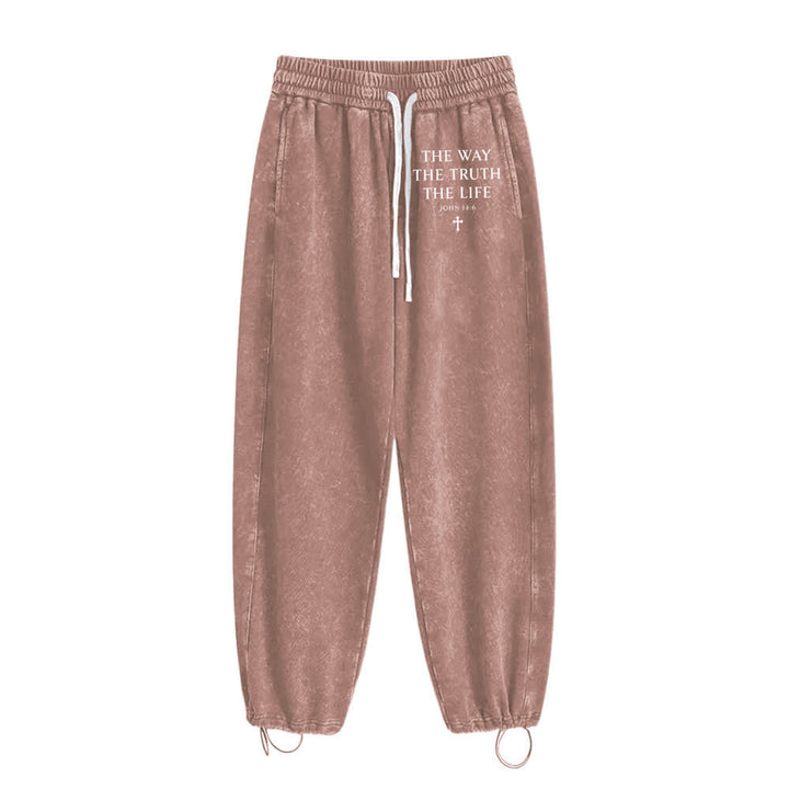 Christianartworkshop The Way The Truth The Life Washed Sweatpants - Brown - 2XL - image 2