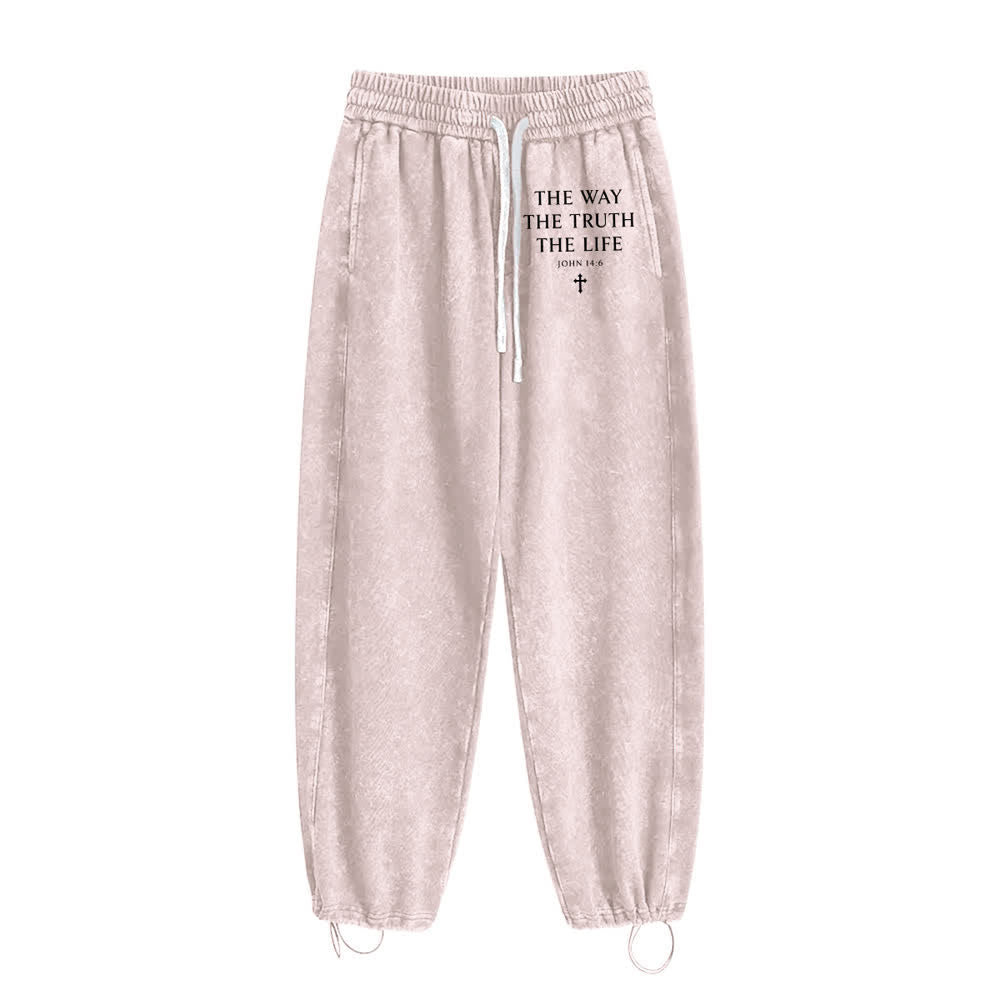 Christianartworkshop The Way The Truth The Life Washed Sweatpants - Beige - 2XL - image 5