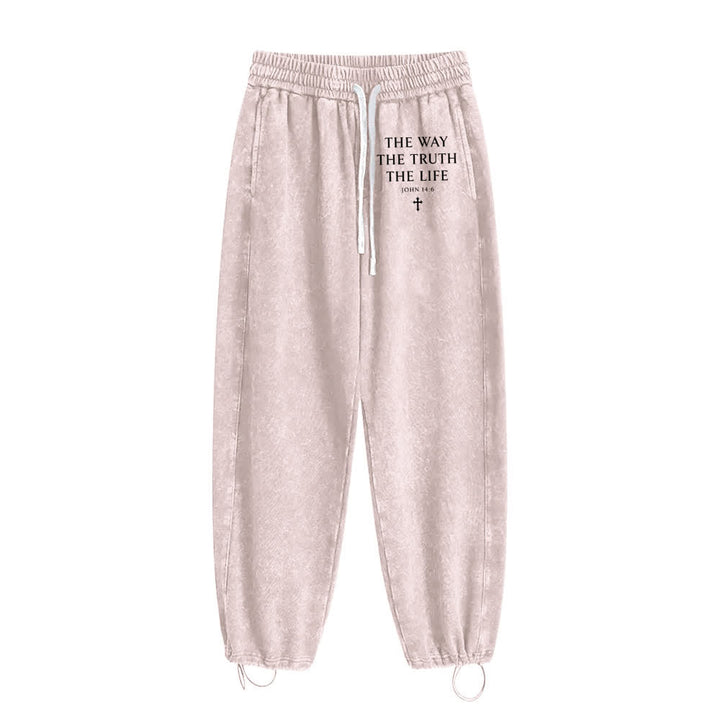 Christianartworkshop The Way The Truth The Life Washed Sweatpants - Beige - 2XL - image 5