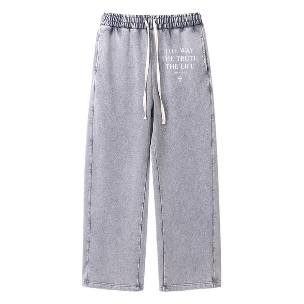 Christianartworkshop The Way The Truth The Life Washed Sweatpants - Grey - 2XL - image 11