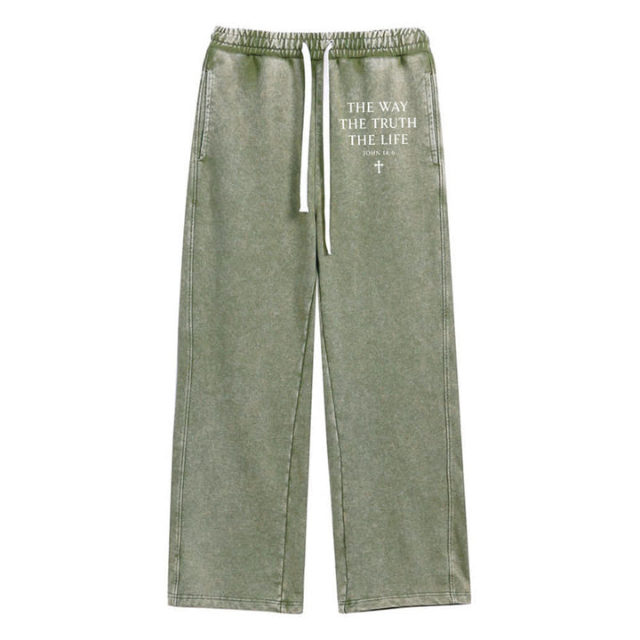 Christianartworkshop The Way The Truth The Life Washed Sweatpants - Army Green - 2XL - image 12