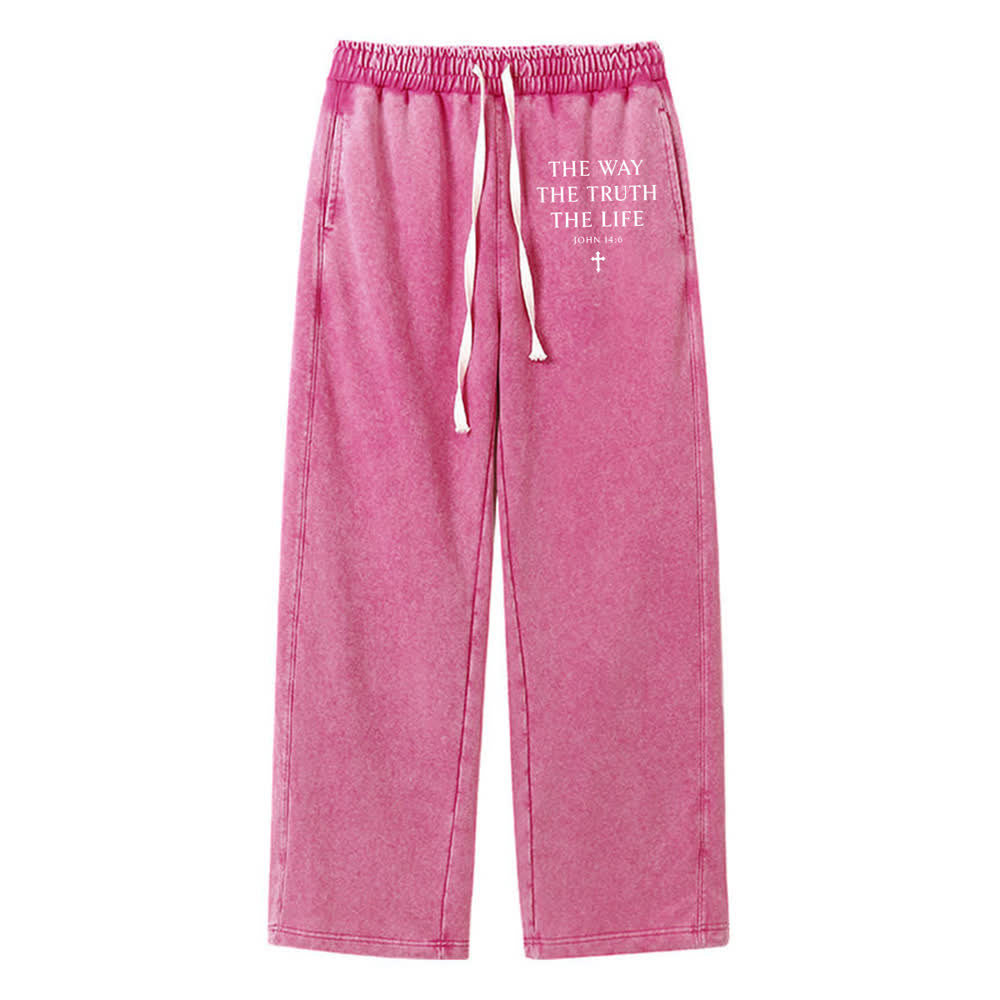Christianartworkshop The Way The Truth The Life Washed Sweatpants - Rose - 2XL - image 17