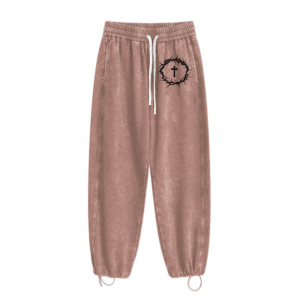 Christianartworkshop Thorn Cross Relaxed Fit Washed Sweatpants - image 14
