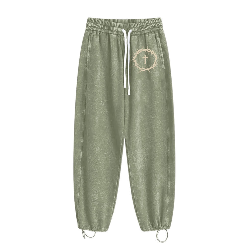 Christianartworkshop Thorn Cross Relaxed Fit Washed Sweatpants - image 8