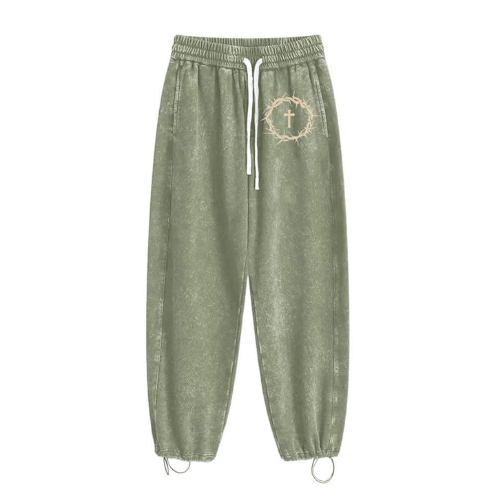 Christianartworkshop Thorn Cross Relaxed Fit Washed Sweatpants - image 10