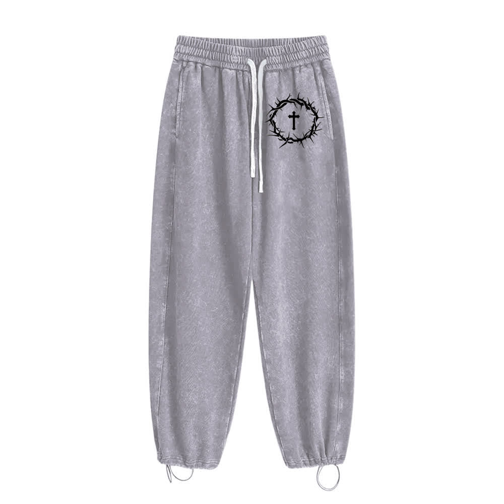 Christianartworkshop Thorn Cross Relaxed Fit Washed Sweatpants - image 13