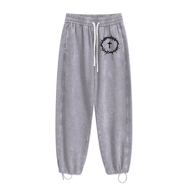 Christianartworkshop Thorn Cross Relaxed Fit Washed Sweatpants - image 11