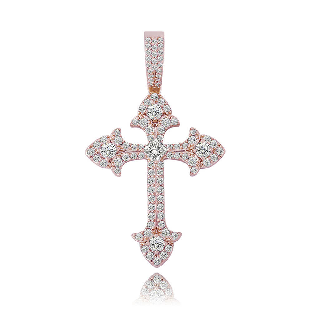 Christianartworkshop Sparkling Pavé‑Set Cross Pendant Necklace: Token Of Noble Divine Shelter - Rose Golden - image 11