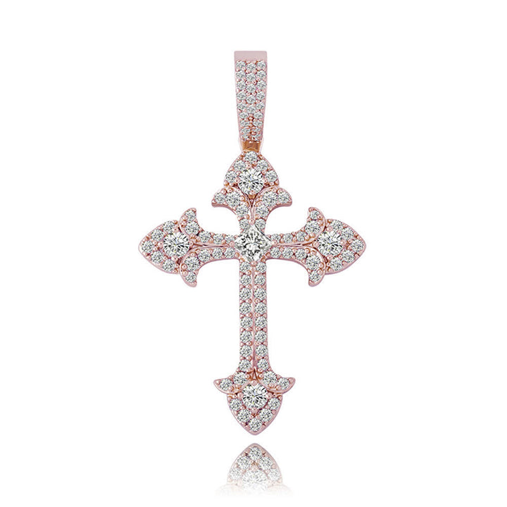 Christianartworkshop Sparkling Pavé‑Set Cross Pendant Necklace: Token Of Noble Divine Shelter - Rose Golden - image 11
