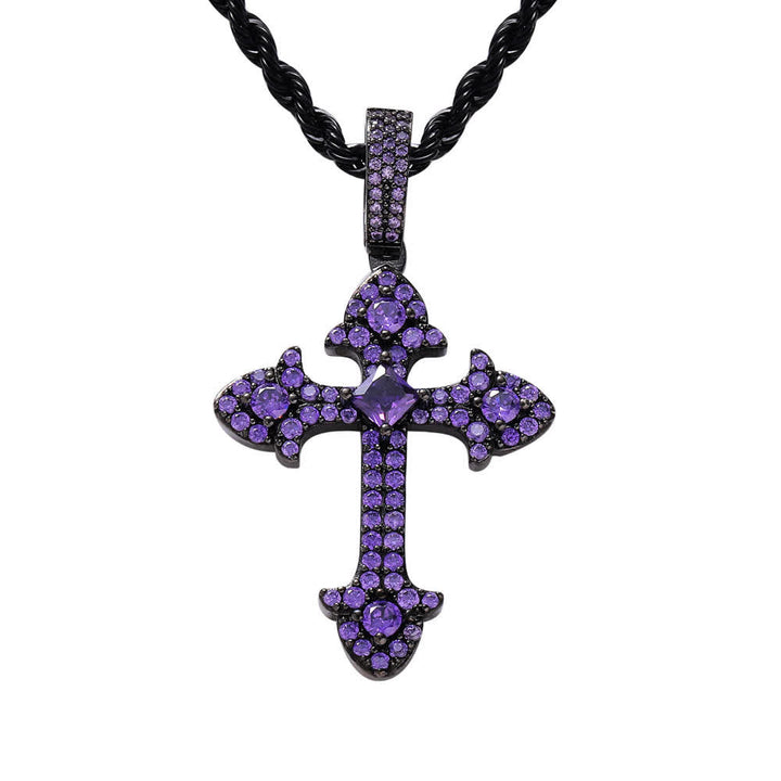 Christianartworkshop Sparkling Pavé‑Set Cross Pendant Necklace: Token Of Noble Divine Shelter - Purple - image 10