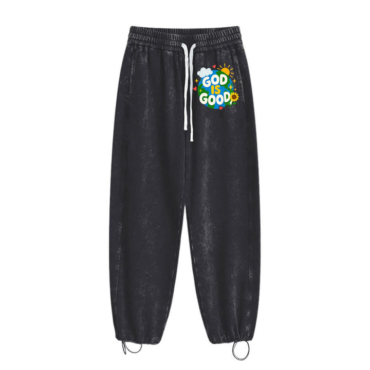 Christianartworkshop God Is Good Sunflower Statement Washed Sweatpants - image 5