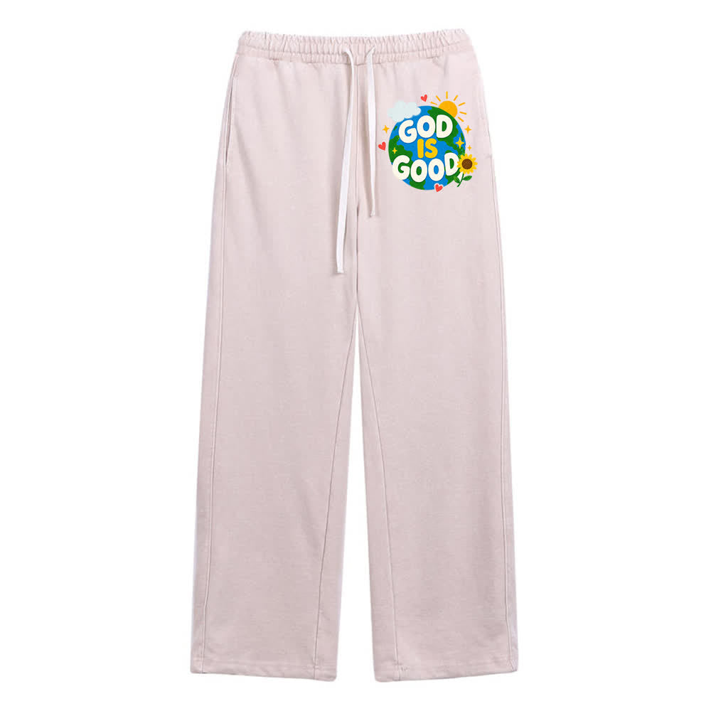 Christianartworkshop God Is Good Sunflower Statement Washed Sweatpants - Beige - 2XL - image 12