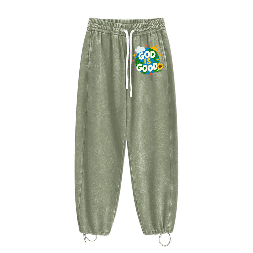 Christianartworkshop God Is Good Sunflower Statement Washed Sweatpants - image 2