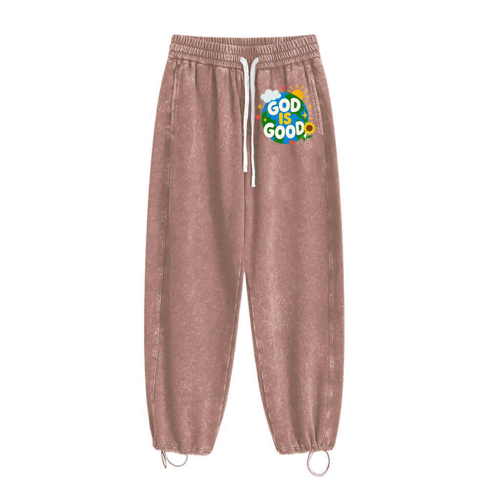 Christianartworkshop God Is Good Sunflower Statement Washed Sweatpants - image 13