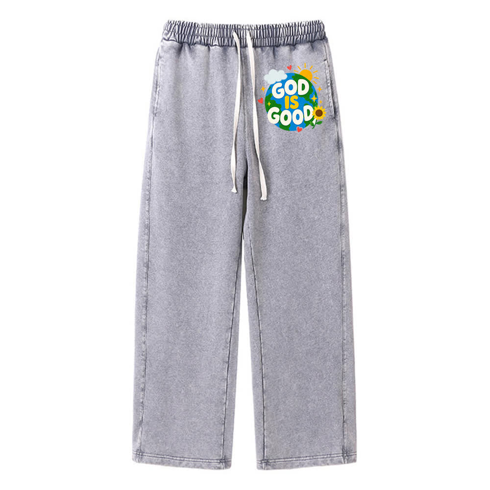 Christianartworkshop God Is Good Sunflower Statement Washed Sweatpants - Grey - 2XL - image 8