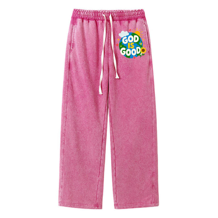 Christianartworkshop God Is Good Sunflower Statement Washed Sweatpants - Rose - 2XL - image 15
