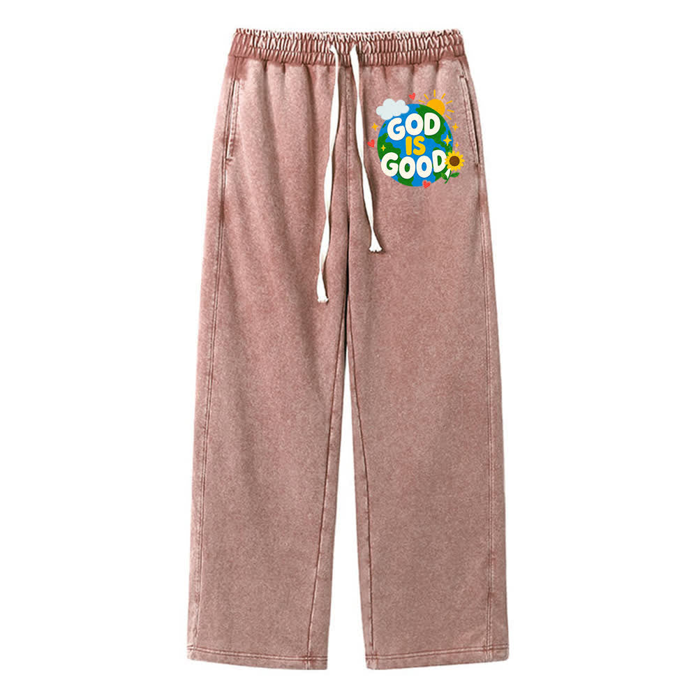 Christianartworkshop God Is Good Sunflower Statement Washed Sweatpants - Brown - 2XL - image 11