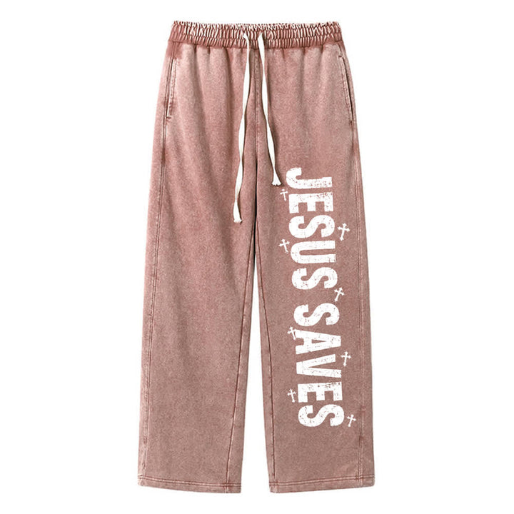 Christianartworkshop Jesus Saves Distressed Statement Washed Sweatpants - image 15