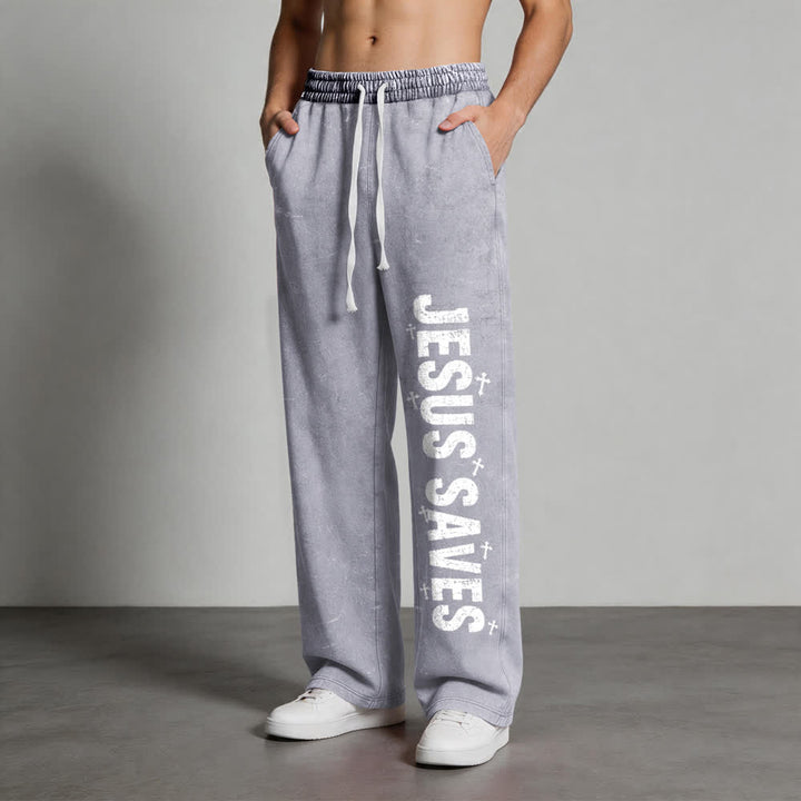 Christianartworkshop Jesus Saves Distressed Statement Washed Sweatpants - image 4