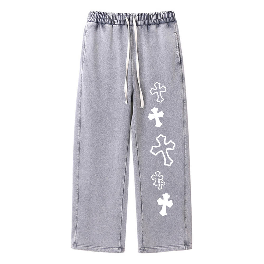 Christianartworkshop Faith Cross Vintage Street Washed Sweatpants - Grey - 2XL - image 0