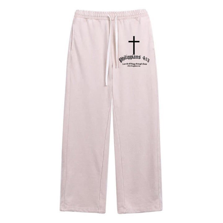 Christianartworkshop Philippians 4:13 Cross Mineral Washed Sweatpants - Beige - 2XL - image 6