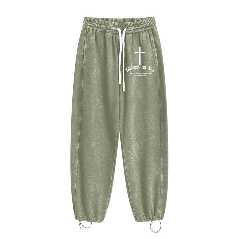 Christianartworkshop Philippians 4:13 Cross Mineral Washed Sweatpants - image 17