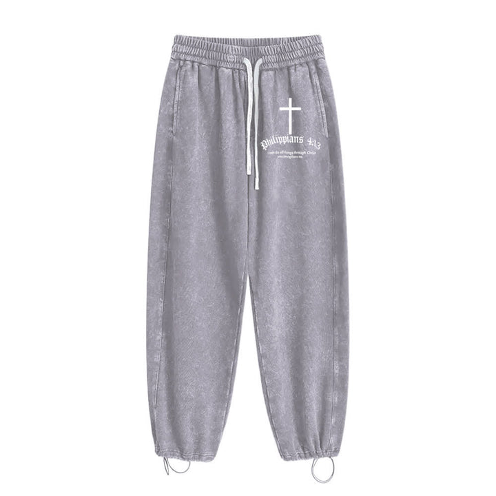 Christianartworkshop Philippians 4:13 Cross Mineral Washed Sweatpants - image 11