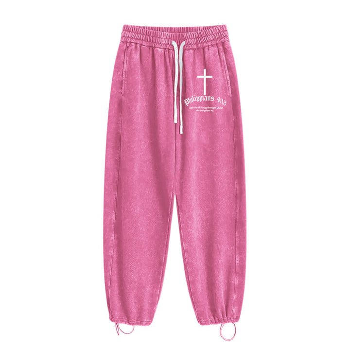 Christianartworkshop Philippians 4:13 Cross Mineral Washed Sweatpants - image 14