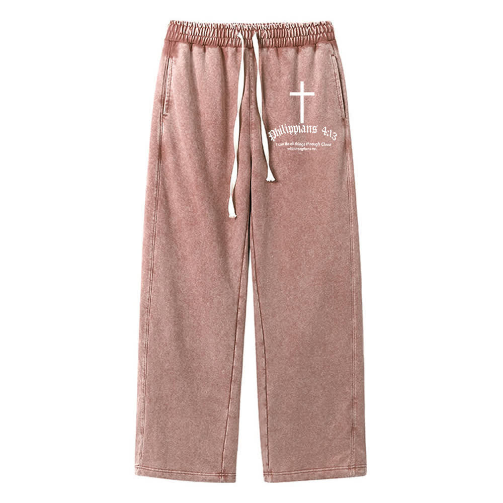 Christianartworkshop Philippians 4:13 Cross Mineral Washed Sweatpants - image 0