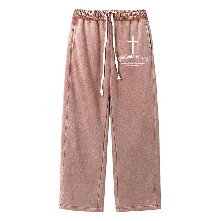 Christianartworkshop Philippians 4:13 Cross Mineral Washed Sweatpants - image 0