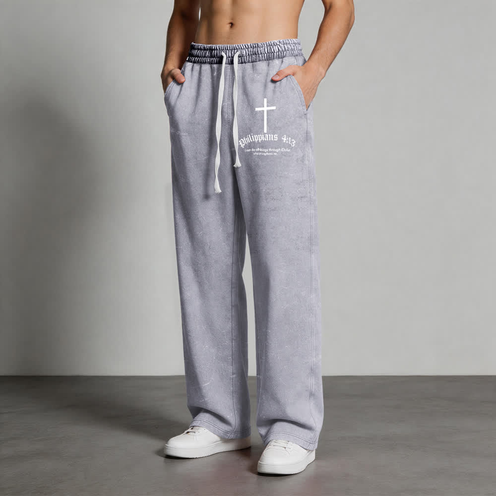 Christianartworkshop Philippians 4:13 Cross Mineral Washed Sweatpants - image 10