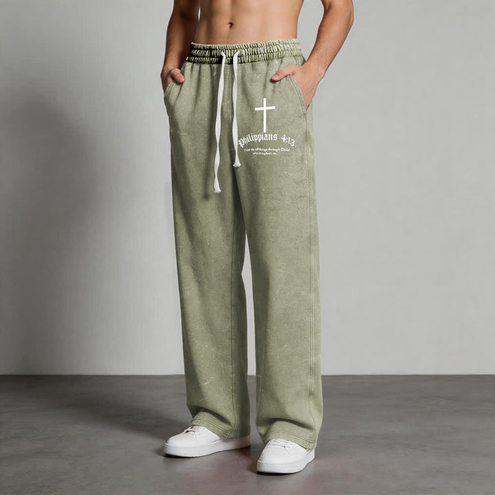 Christianartworkshop Philippians 4:13 Cross Mineral Washed Sweatpants - image 18