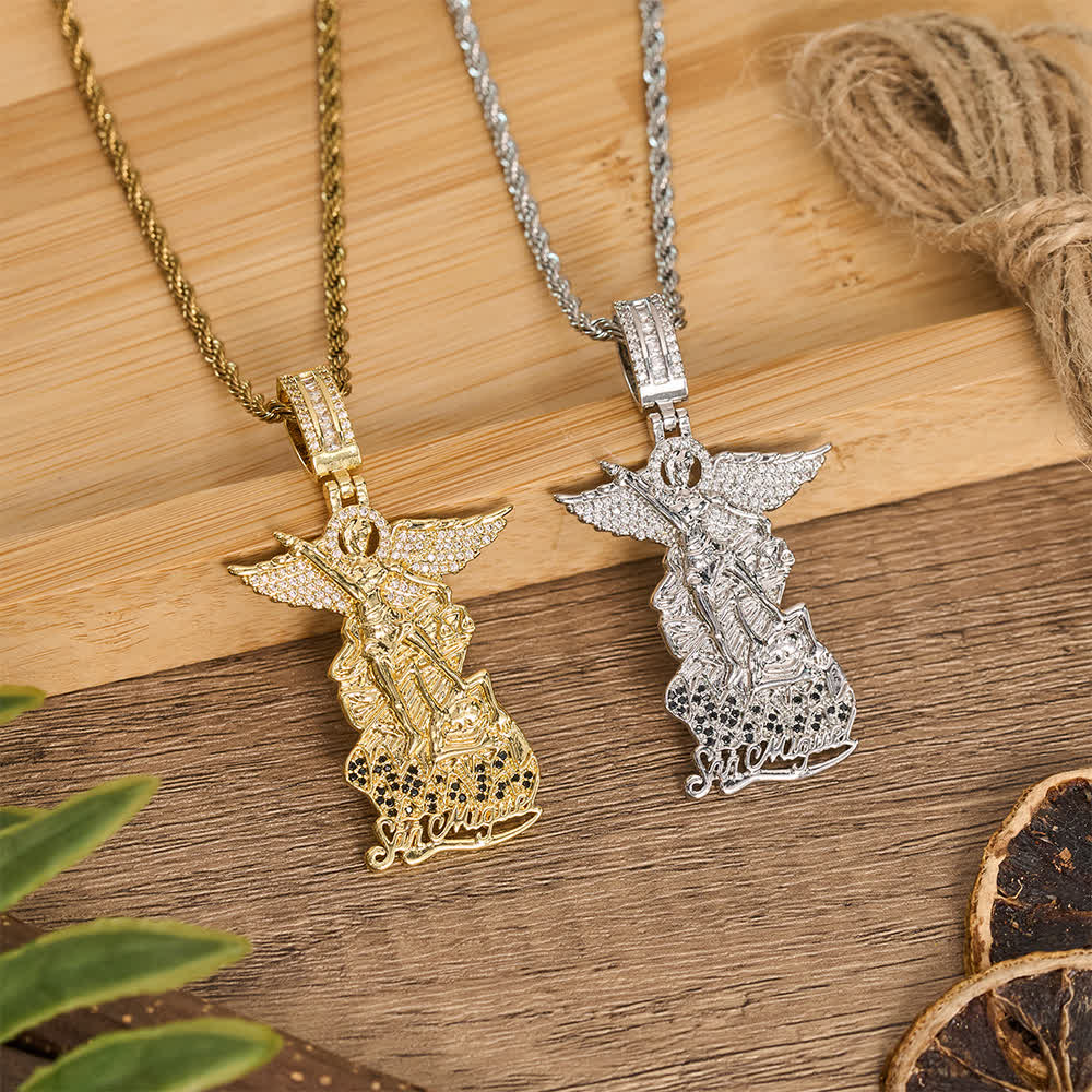 Christianartworkshop Intricate Jeweled St. Michael Pendant Necklace: Token Of Noble Divine Triumph - image 1