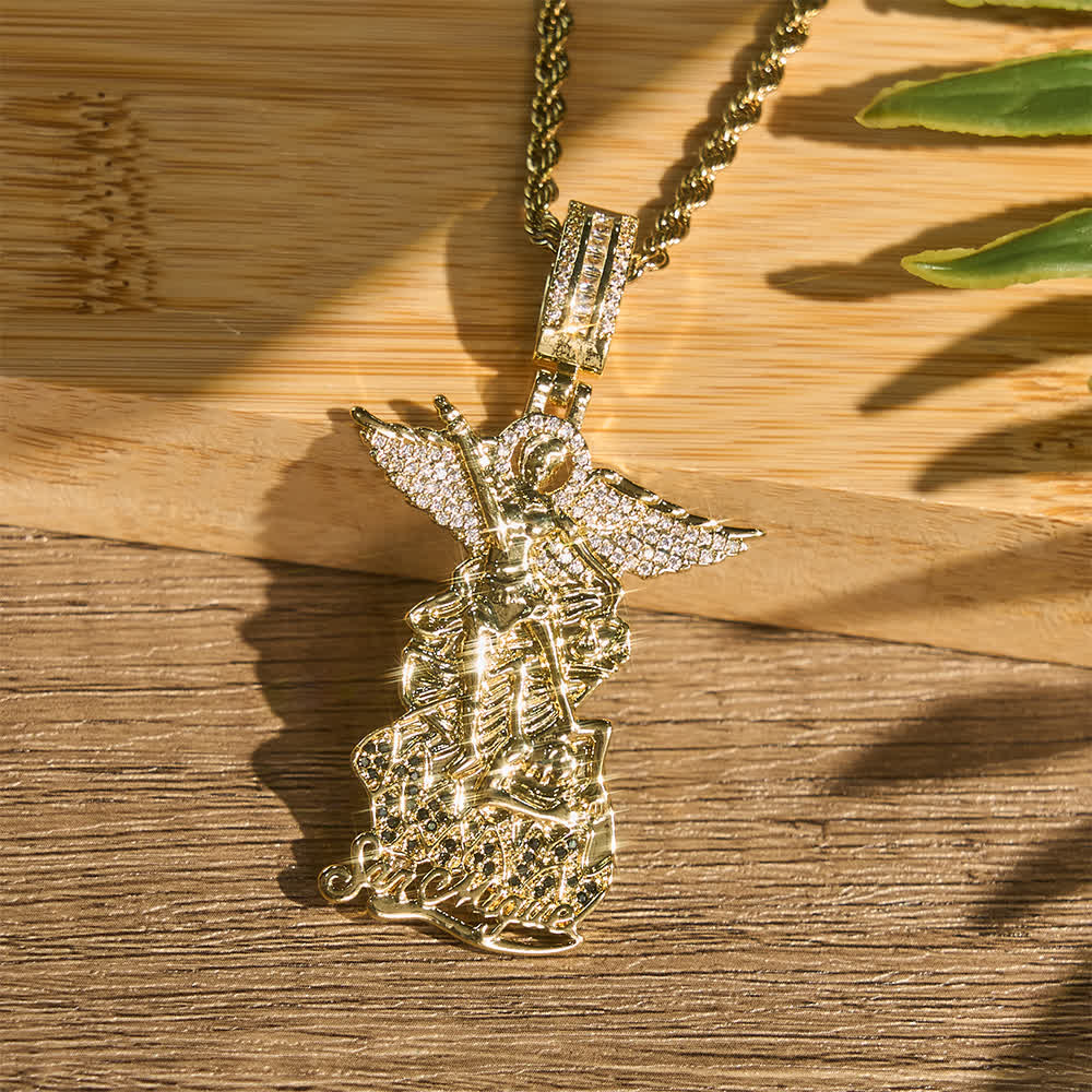 Christianartworkshop Intricate Jeweled St. Michael Pendant Necklace: Token Of Noble Divine Triumph - Golden - image 4