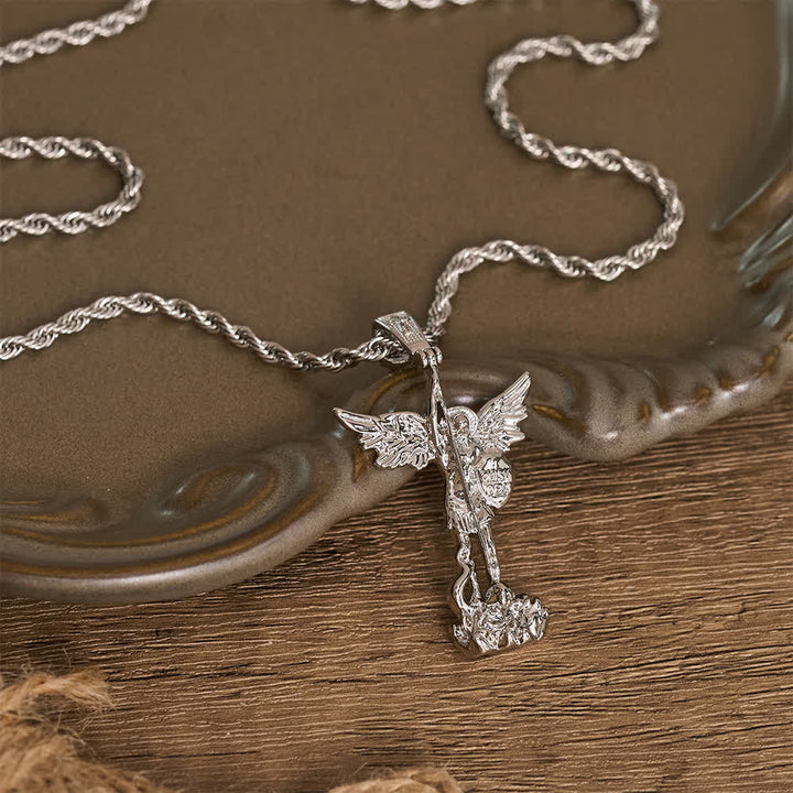 Christianartworkshop Ornate 3D‑Cast St. Michael Character Chain: Symbol Of Unwavering Heavenly Valor - Silver - image 4
