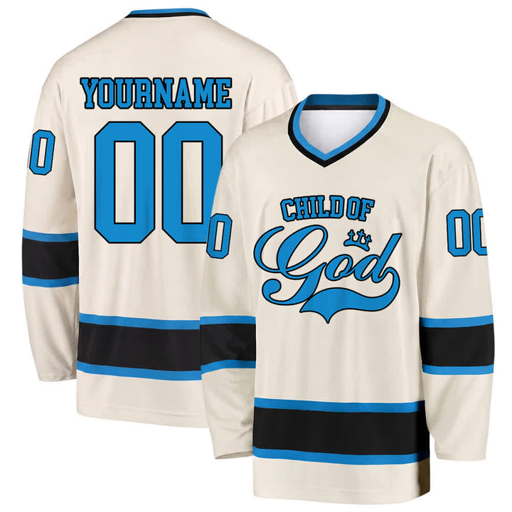 Christianartworkshop Child Of God Print Faith Statement Name & Number Customized Hockey Jersey - Beige - 5XL - Name & Number Customized - image 5