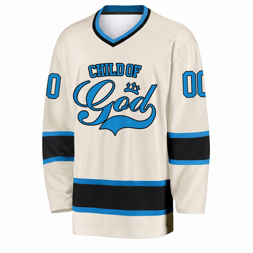 Christianartworkshop Child Of God Print Faith Statement Name & Number Customized Hockey Jersey - image 6