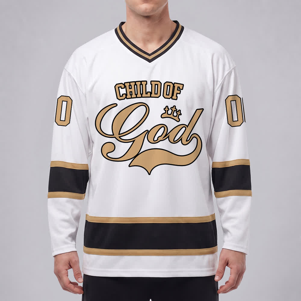 Christianartworkshop Child Of God Print Faith Statement Name & Number Customized Hockey Jersey - image 3