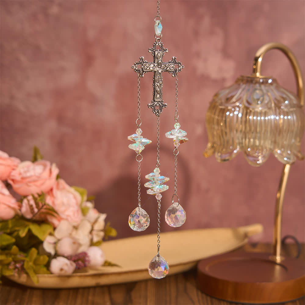 Christianartworkshop Multi‑Strand Crystal Hanging Ornament With Cross Token Of Serene Divine Comfort - Cross - image 0