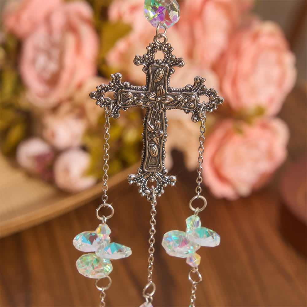 Christianartworkshop Multi‑Strand Crystal Hanging Ornament With Cross Token Of Serene Divine Comfort - image 2