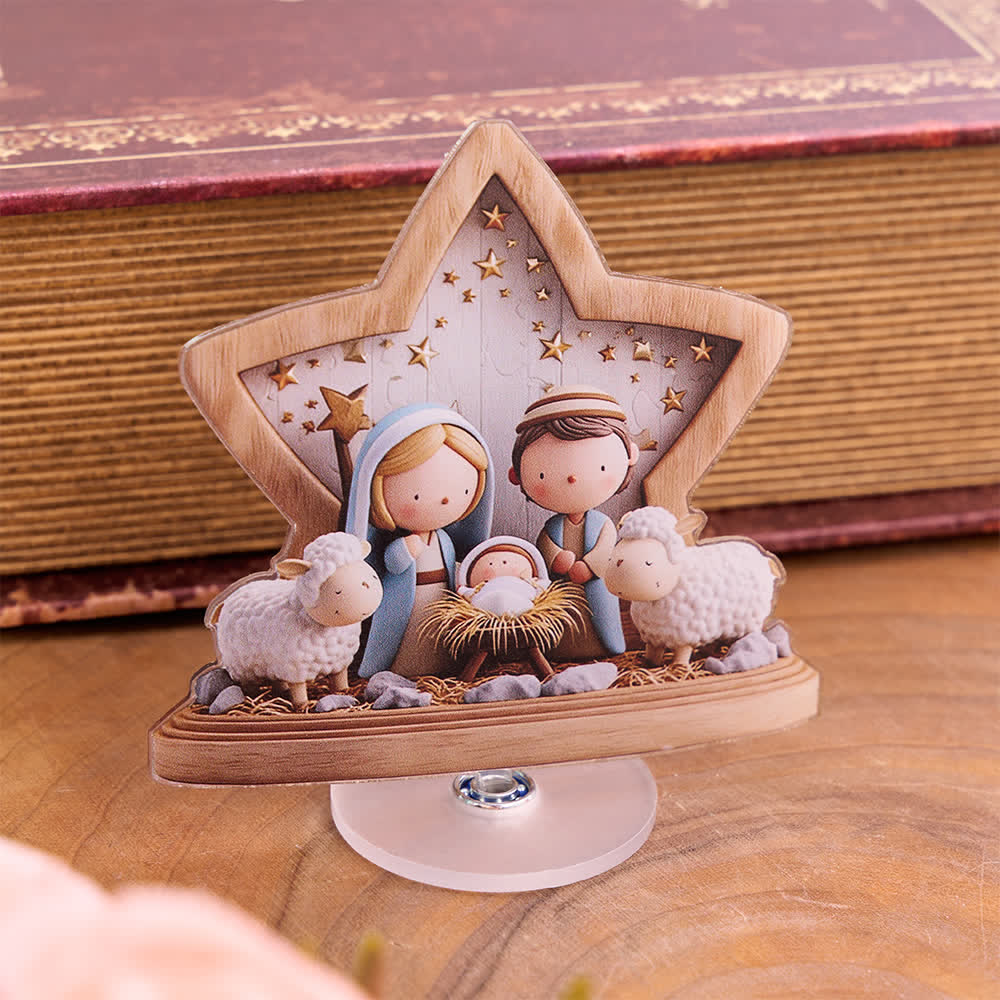 Christianartworkshop Cartoon‑Style Nativity Acrylic Desktop Ornament - image 2