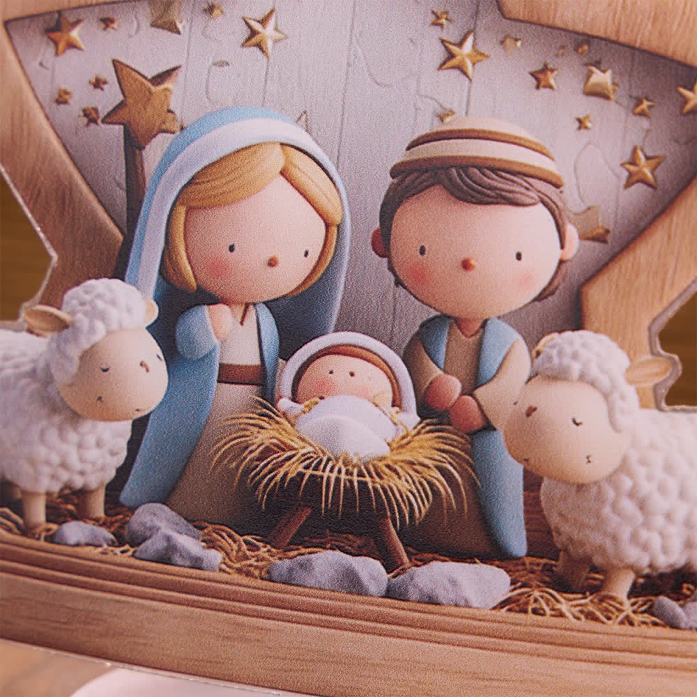 Christianartworkshop Cartoon‑Style Nativity Acrylic Desktop Ornament - image 3