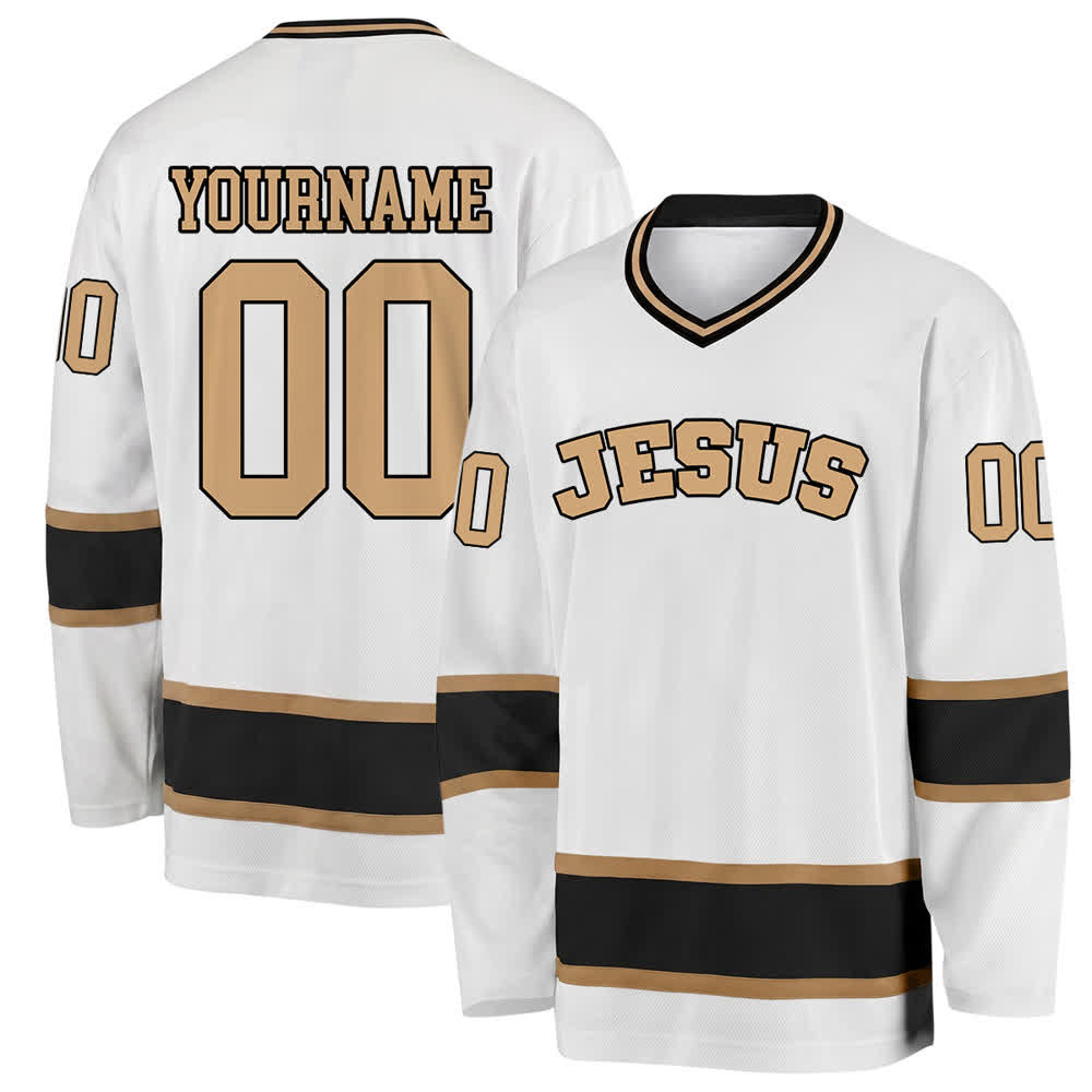 Christianartworkshop Bold JESUS Faith Statement Name & Number Customized Hockey Jersey - White - 5XL - Name & Number Customized - image 5
