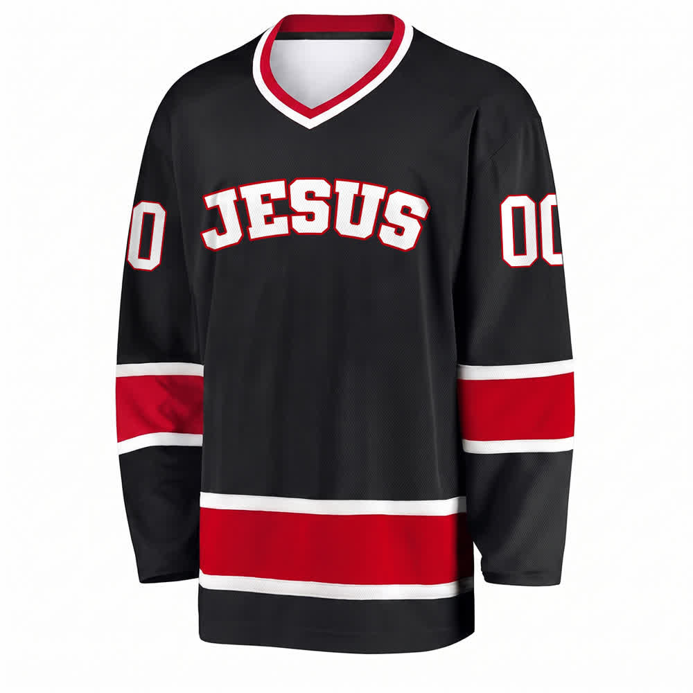 Christianartworkshop Bold JESUS Faith Statement Name & Number Customized Hockey Jersey - image 1