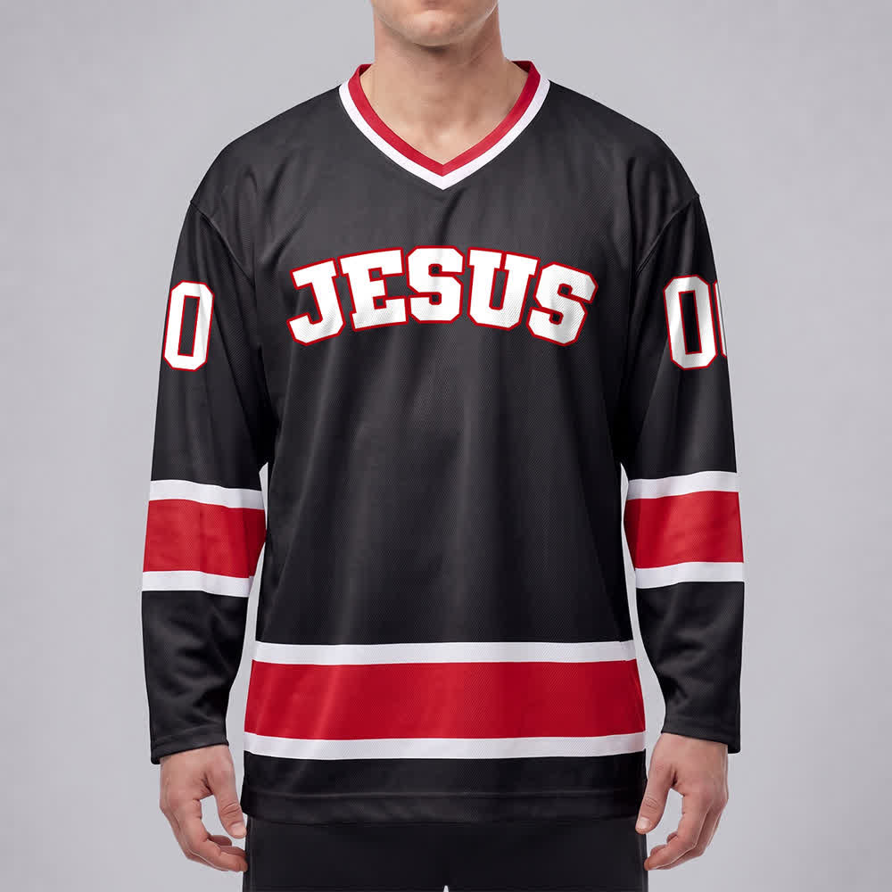 Christianartworkshop Bold JESUS Faith Statement Name & Number Customized Hockey Jersey - image 3